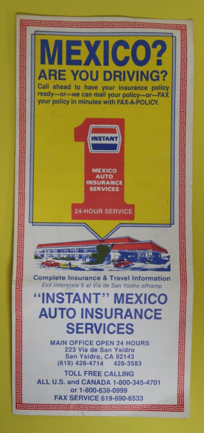 instant auto insurance Bulan 2 Mexico? Are You Driving? Instant Auto Insurance Service Travel Souvenir  Pamphlet