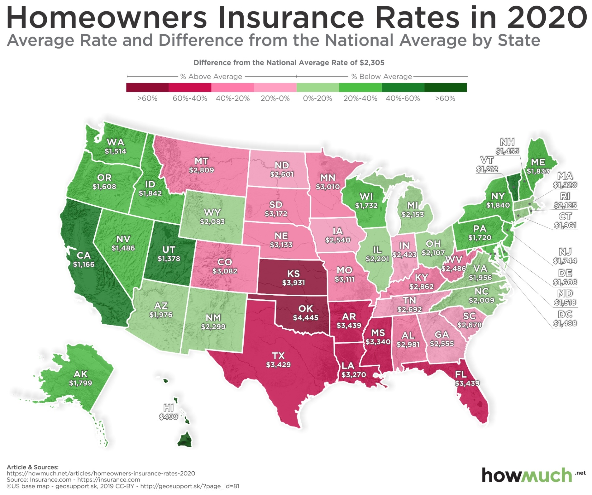 cost home insurance Niche Utama Home Mapped: Average Homeowners Insurance Rates for Each State